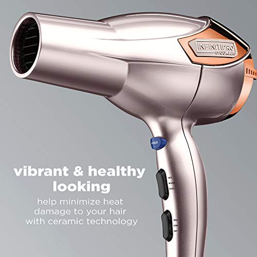 Infinitipro By Conair Hair Dryer With Diffuser Volume And Shine Pro Ac Motor Blow Dryer Includes Diffuser And Concentrator Rose Gold