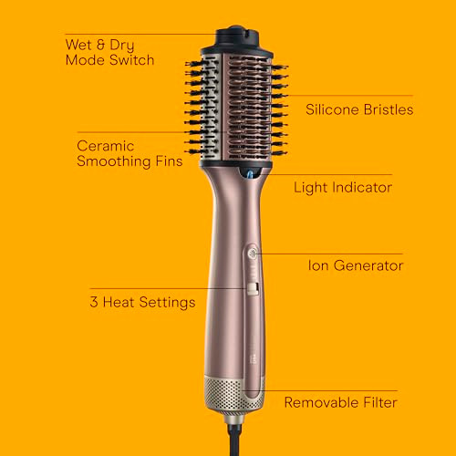 Infiniti Pro Conair 2-In-1 Hair Dryer Brush Thermal Brush Wet-Or-Dry Hot Air Styler For All Hair Types Large Oval Barrel 4 Bristle Types To Volumize Smooth And Refresh Mocha Mauve