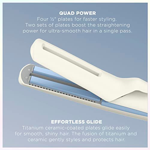 Infinitipro By Conair Quadair Flat Iron Hair Straightener Damage Control With Single Pass Straightening Quad Power Is Four 1/2" Plates For Faster Styling And Less Damage