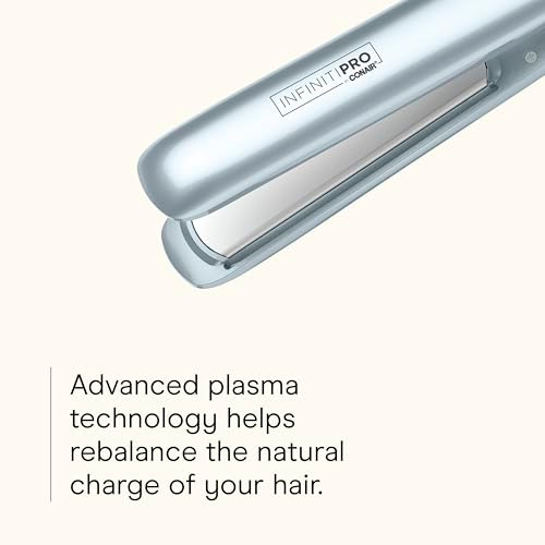 Infiniti Pro Conair Smoothwrap Dual Ion 1 Inch Flat Iron Hair Straightener 1-Inch Flat Iron Produces More Volume And Less Frizz 5 Heat Settings For All Hair Types And Textures Blue