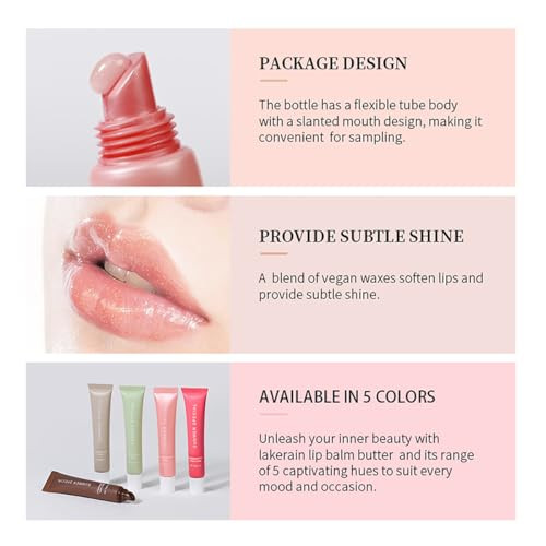 Dailaifu 5-Color Summer Special Lip Balm Butter-Shea Butter & Avocado Oil Formula Lightweight & Non-Sticky 5 Trending Shades (Vanilla/Mint/Iced Coffee/Cake/Guava) Soften Dry And Lip Care Box For Teens