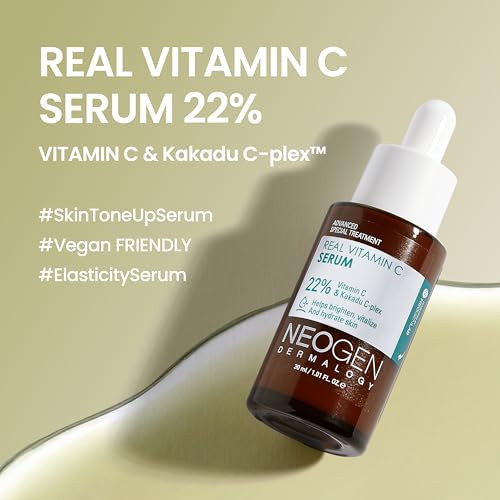 Dermalogy By Neogen Real Vitamin C Serum 1.12 Oz (32G) - Brightening Revitalizing Serum With 22% Pure Ascorbic Acid Ferulic Acid Zinc And Niacinamide - Korean Skin Care