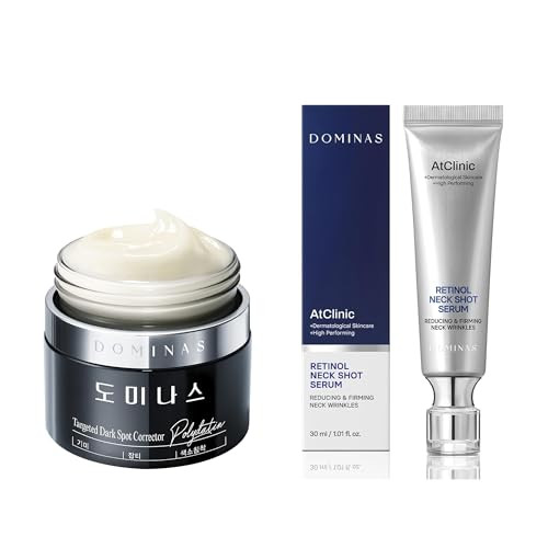 Dominas Advanced Korean Cream (1.76Oz) + Retinol Neck Serum Cream (1Fl Oz) - Korean Skincare Duo For Skin Tone Elasticity & Neck Wrinkle Care With Niacinamide Peptide Vitamin C Panthenol