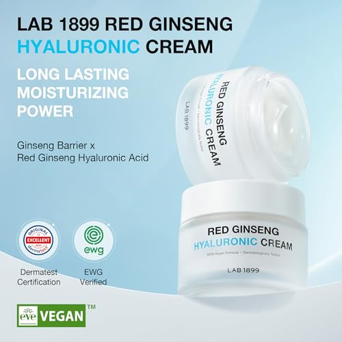Donginbi Lab 1899 Red Ginseng Hyaluronic Cream - Deep Hydrating Cream For Dry Skin Face Moisturizer With Hyaluronic Acid Korean Red Ginseng Korean Skin Care Gifts For Women 1.69 Floz