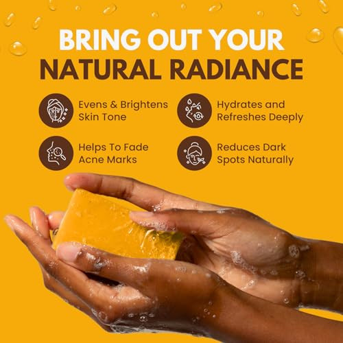 Dr. Melanin Organic Kojic Acid Turmeric Soap For Dark Spots Hyper-Pigmentation Corrector Face And Body Brightening Bar - Natural Lemongrass Cleansing Wash