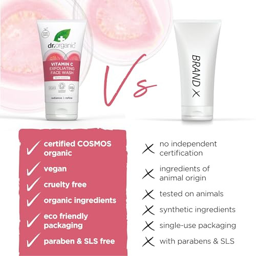 Dr. Organic Vitamin C Exfoliating Face Wash Illuminating & Brightening For Dry Skin Rich In Vitamin C Organic Paraben & Sls- Cruelty- Natural Vegan 150 Ml / 5 Fl Oz