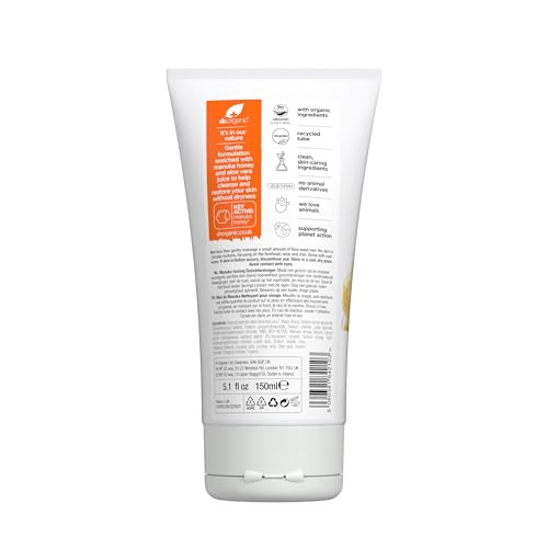 Dr. Organic Manuka Honey Face Wash Gentle Soothing Cleansing For Dry And Sensitive Skin Organic Paraben & Sls- Natural 150 Ml / 5 Fl Oz