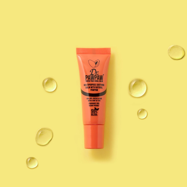 Dr. Pawpaw Original Balm Multipurpose Soothing Tinted Balm - Lip Balm For Lips Cheeks Eyes Tinted Lip Balm - Lip Moisturizer With Pawpaw - True Coral 0.33 Oz