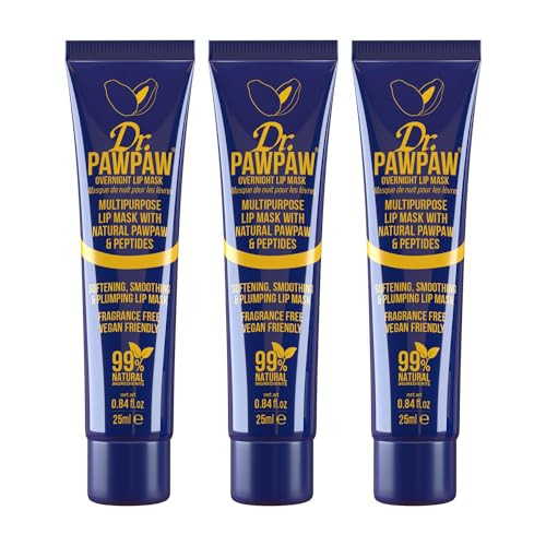 Dr. Pawpaw Original Balm Dr.Pawpaw Overnight Lip Mask - Multi-Purpose Balm Natural Pawpaw & Peptides Smooth Skin Cracked Lips Vegan Ethical Beauty & Fregrance (3 X 25 Ml)
