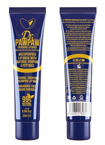 Dr. Pawpaw Original Balm Dr.Pawpaw Overnight Lip Mask - Multi-Purpose Balm Natural Pawpaw & Peptides Smooth Skin Cracked Lips Vegan Ethical Beauty & Fregrance (3 X 25 Ml)