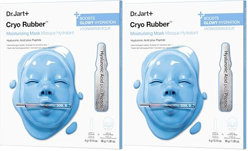 Dr.Jart+ Cryo Rubber Moisturizing And Cooling Korean Face Mask With Hyaluronic Acid And Peptides Korean Skin Care (Pack Of 2)