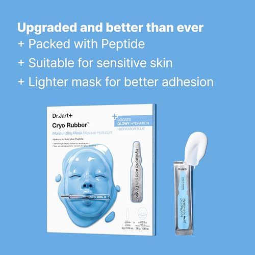 Dr.Jart+ Cryo Rubber Moisturizing And Cooling Korean Face Mask With Hyaluronic Acid And Peptides Korean Skin Care (Pack Of 2)