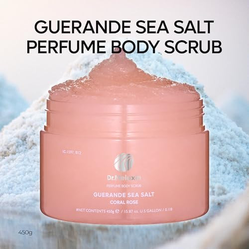Dr.Melaxin Guerande Sea Salt Perfume Exfoliating Body Scrub For Smooth Skin Body Coral Rose Scent 450G