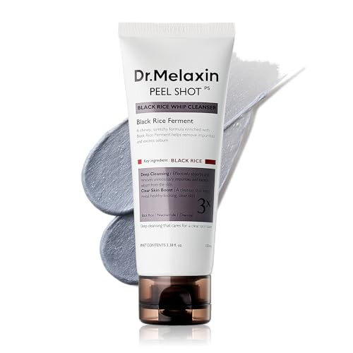 Dr.Melaxin Peel Shot Black Rice Mochi Whip Cleanser 100Ml Formulated For Blackheads Clogged Pores Excess Sebum And Dull Skin