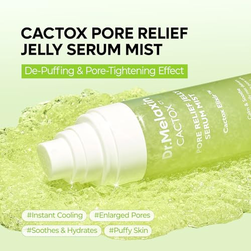 Dr.Melaxin Cactox Pore Relief Jelly Serum Mist Instant Cooling Face Mist For Pore Tightening & De-Puffing Hydrating Cactus Serum For Puffy Skin 80Ml (2.7 Fl Oz)