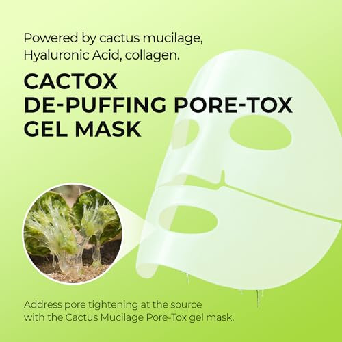 Dr.Melaxin Cactox De-Puffing Pore Tox Gel Mask 4Ea With Cactus Cooling Reduce Puffiness & Pore Tightening For Visible Pore Care Skin Repair
