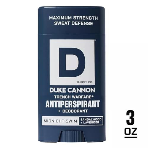 Duke Cannon Trench Warfare Anti-Perspirant Deodorant 3 Oz Maximum Strength Sweat Defense Aloe Vera & Vitamin E Midnight Swim Sawtooth Superior (Pack Of 3)
