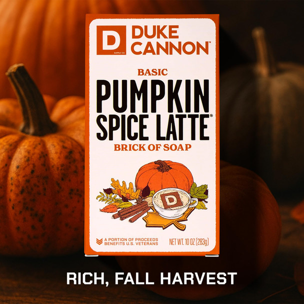 Duke Cannon Supply Co. Pumpkin Spice Latte Bar Soap 3-Pack Limited Edition 10 Oz Big Brick Masculine Fall Scent Exfoliating Body Soap For Men