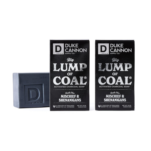 Duke Cannon Supply Co. Big Brick Of Soap Bar For Men Holiday Edition - Lump Of Coal (Bergamot & Black Pepper Scent) 10 Oz. (2 Pack)