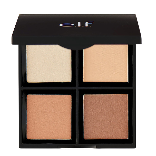 E.L.F. Contour Palette 4 Shades Customizable Easy To Apply Sculpts Shades Brightens Light/Medium Infused With Vitamin E All-Day Wear 0.56 Oz