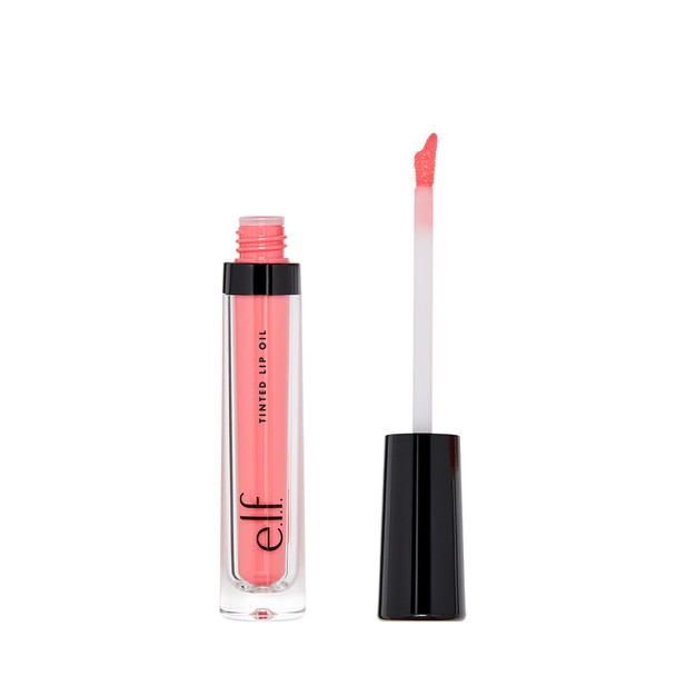 E.L.F. Cosmetics Tinted Lip Oil Long Lasting & Sheer Coverage Non-Sticky Hydrates Adds Shine Infused With Jojoba Apricot & Vitamin E Coral Kiss 0.1 Oz