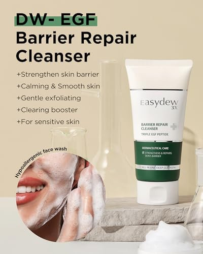 Easydew Barrier Repair Cleanser - Deep Pore Cleansing And Skin Barrier Enhancement Face Bubble Wash With Salicylic Acid Hyaluronic Acid Collagen Niacinamide Panthenol Dw-Egf Peptide 5.07 Fl.Oz