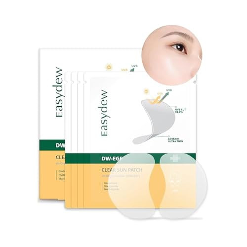 Easydew Dw-Egf Peptide Clear Patch - Outdoor Uv Block Ultra-Thin Transparent Sun Patches For Golf Riding Hiking Driving - Adenosine Glutathione Hydrolyzed Collagen 4 Packs