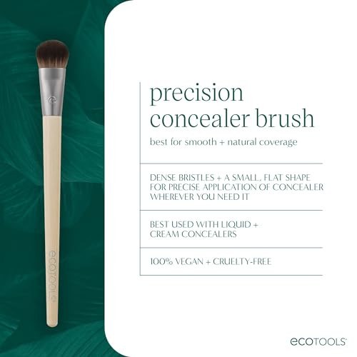 Ecotools Precision Concealer Makeup Brush For Concealing Under Eyes & Imperfections Sculpt Skin Works With Liquid & Cream Makeup Synthetic Bristles Cruelty- & Vegan 1 Count