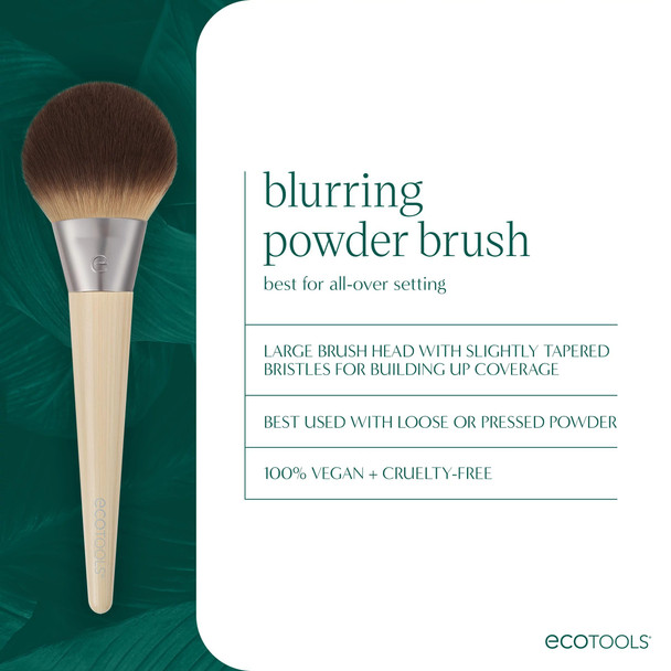 Ecotools Blurring Powder Makeup Brush For Loose & Pressed Powder Large Makeup Brush For All-Over Application Fluffy Synthetic Bristles Eco Friendly Cruelty- & Vegan 1 Count