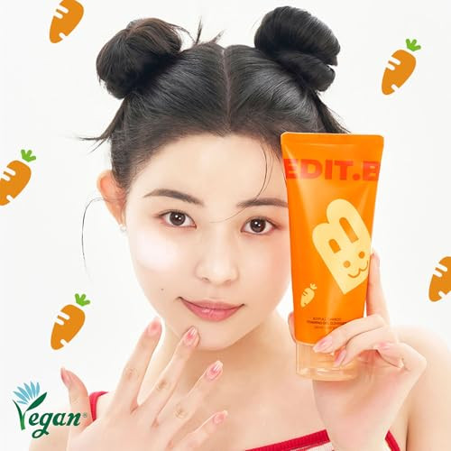Edit.B Joyfull Carrot Foaming Gel Cleanser Gentle Deep Pore Cleansing Face Wash Removes Makeup Impurities Sebum Blackheads & Whiteheads Non-Drying Daily Korean Skincare 5.07 Fl.Oz / 150Ml