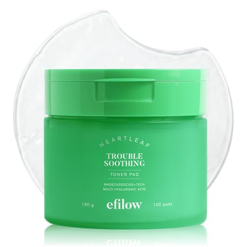 Efilow Himalayan Heartleaf Madecassoside Soothing Toner Pads 100 Pads (6.08 Fl Oz) Ultra-Thin Calming Pads For Blemish Care & Skin Barrier Support