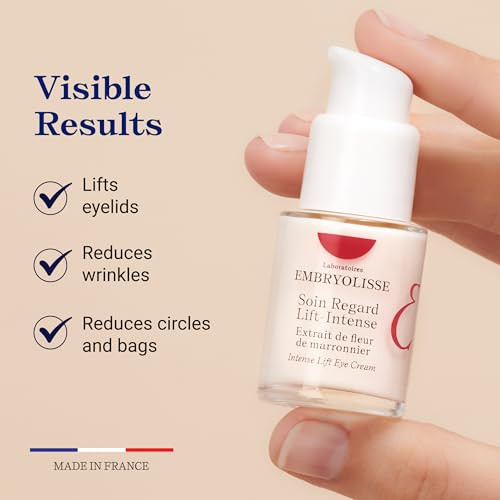 Embryolisse Intense Lift Eye Cream. Lifts Eyelids Reduces Wrinkles Circles And Bags. Targeted Anti-Aging Treatment With Hyaluronic Acid 0.5 Fl Oz
