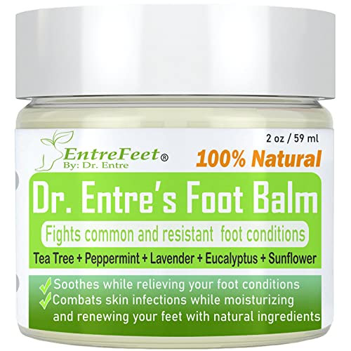 Entrefeet Dr. Entre's Foot Balm: Tea Tree Oil & Shea Butter Based - Organic Treatment Cream For Athletes Foot Dry Feet Cracked Heels Itching And Odor - Foot Care E-Book Included