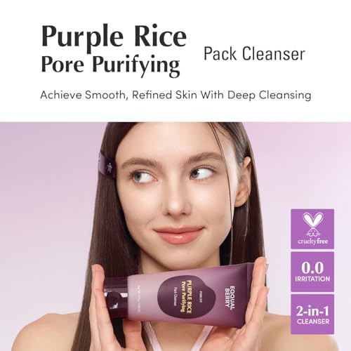 Eqqualberry Double Cleanser Duo For Facial Cleansing: Purple Rice Pore Cleansing Oil & Pack Cleanser Removes Makeup Blackheads & Impurities