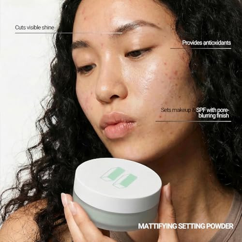 Equalrxn Spirulina Zinc Treatment Loose Powder - Lightweight Matte Oil Control Makeup Setting Powder With Zinc Pca & L-Carnitine For Oily Skin