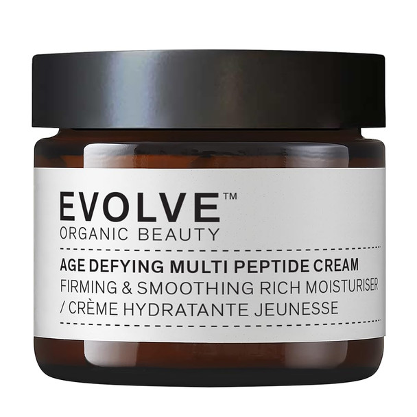 Evolve Organic Beauty - Age Defying Multi Peptide Cream Firm Smooth Moisturize Nourish Sacha Inchi Peptides Ceramides Vegan Clean Cruelty- Beauty (2 Fl Oz 60 Ml)
