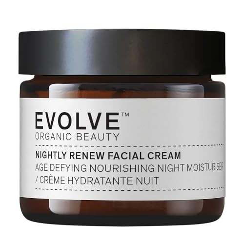 Evolve Organic Beauty - Nightly Renew Facial Cream Nourish Smooth Plump Refresh Bio Retinol Peony Natural Essential Oil Blend Small Batch Vegan Clean Beauty (2 Oz 60 Ml) Package May Vary
