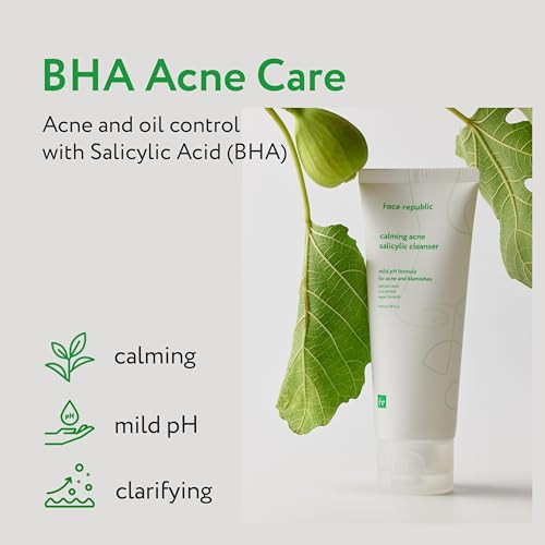 Face Republic Acne Clear & Protect - Calming Acne Salicylic Cleanser + Purity Sun Essence Salicylic Acid Centella Asiatica Foam Cleanser Spf 50 Broad Spectrum Uv Sunscreen Vegan Korean Skincare
