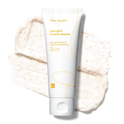 Face Republic Glow Gold Mineral Cleanser 100Ml 3.38 Fl Oz Deep Pore Purifying Foam Vitalizing For Dull Skin Gold Rice Bran Ginseng Vitamins Niacinamide Vegan Korean Skincare