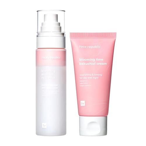 Face Republic Korean Glass Skin - Blooming Essence Rose Mist & Blooming Time Bakuchiol Cream