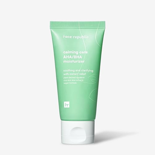Face Republic Calming Care Aha/Bha Moisturizer 50Ml 1.69 Fl Oz Soothing Gel Cream Lightweight Clarifying & Moisturizing Squalane Cica Aloe For Oily Irritated Skin Vegan Korean Skincare