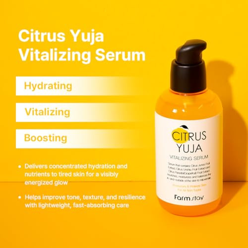 Farmstay Citrus Yuja Vitalizing Serum Vitamin C Glowing Serum With Niacinamide For Dry & Sensitive Skin Moisturizing & Rejuvenating Radiant Skin Care Korean Skin Care For Women & Men 3.38 Fl Oz