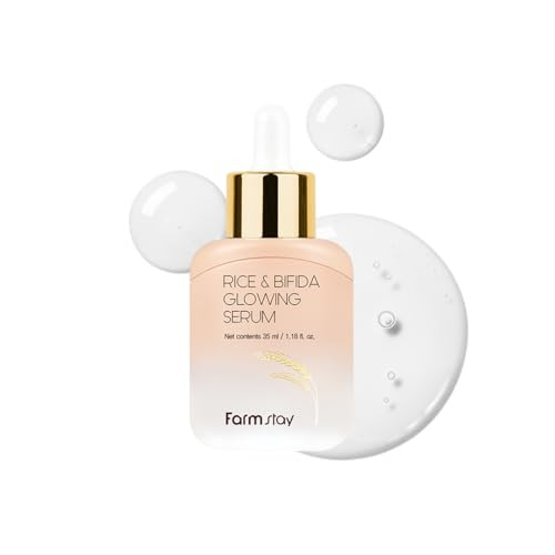 Farmstay Rice & Bifida Glowing Serum Dark Spot Remover Correcting For Face With Niacinamide For Women & Men Korean Skin Care 1.18 Fl. Oz