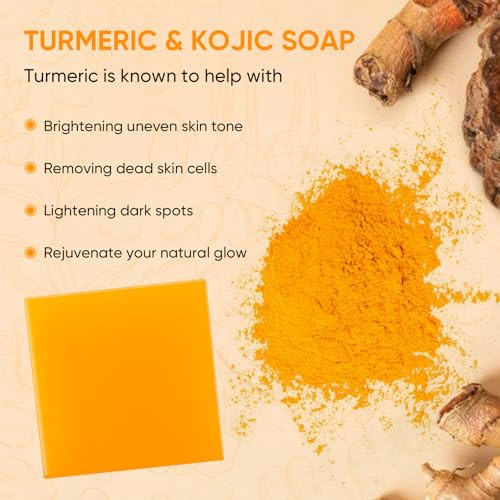 Femani Turmeric Soap Bar And Turmeric Face Cream And Turmeric Face Wash Set For Face & Body Facial Cleanser Soothing Hydrating Skin Care Set For All Skin Type Cleansing Mousse Bring A Bubble Net