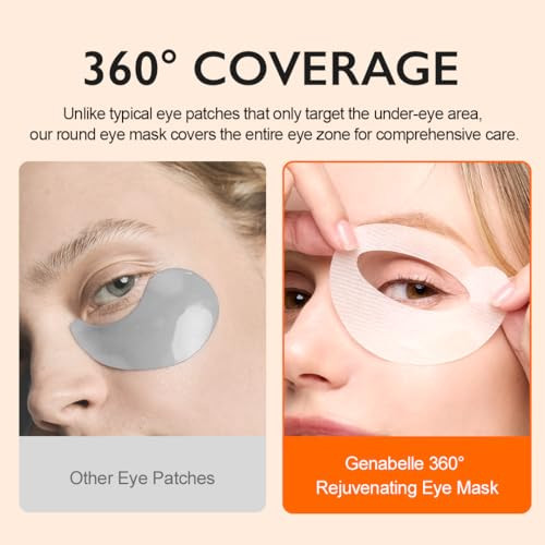 Genabelle Pdrn 360 Rejuvenating Eye Mask Full Eye Area Eye Patches For Hydration Firming & Elasticity With Pdrn & Peptides Targets Dark Circles Puffiness & Fine Lines 3.38 Fl Oz