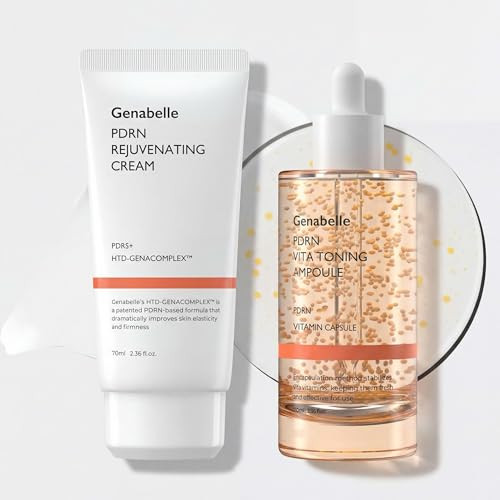Genabelle Pdrn Duo Set (2.36 Fl Oz Each) Vita Toning Ampoule & Rejuvenating Cream Hydrating Brightening & Smoothing Korean Skincare For Glass Skin