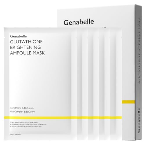 Genabelle Glutathione Ampoule Mask - Lightweight Intensive Exfoliating Firming Hydrating Moisturizing Mask Sheet 5Pcs