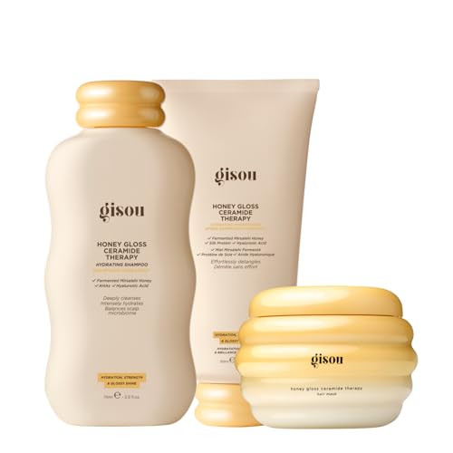 Gisou Honey Gloss Hair Therapy Trio - Mini Shampoo Mini Hair Mask And Mini Conditioner For Smoother Stronger And Glossier Hair