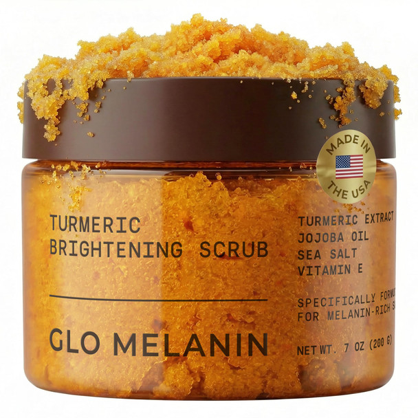 Glo Melanin Turmeric Scrub For Dark Spots Brightening Inner Thighs Bikini Area Underarms Natural Exfoliating Face