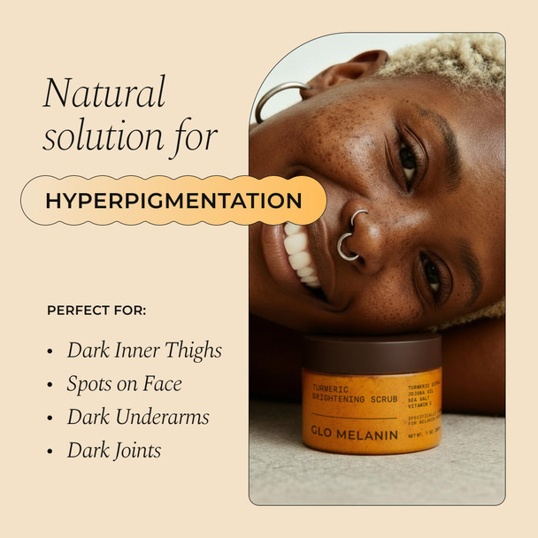 Glo Melanin Turmeric Scrub For Dark Spots Brightening Inner Thighs Bikini Area Underarms Natural Exfoliating Face